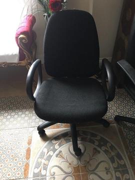 Black Fabric Office Desk Chair Swivel Moving Wheels Harrow Collection Good Condition Sale