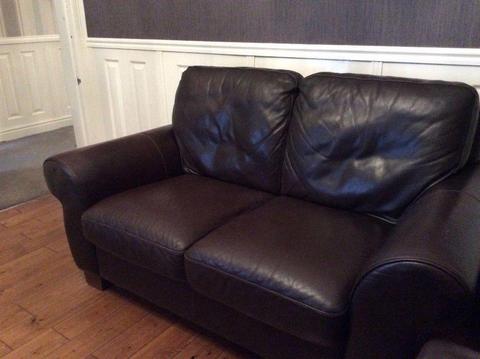 3 seater and 2 seater brown leather sofas, £300 for the 2