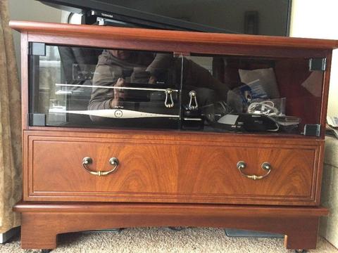 Corner TV Unit with 2 glass doors and a drawer