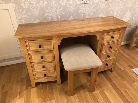 Oak dressing table and stool
