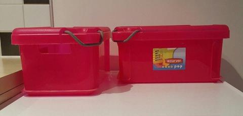 Plastic Storage Containers (Pink) x 2