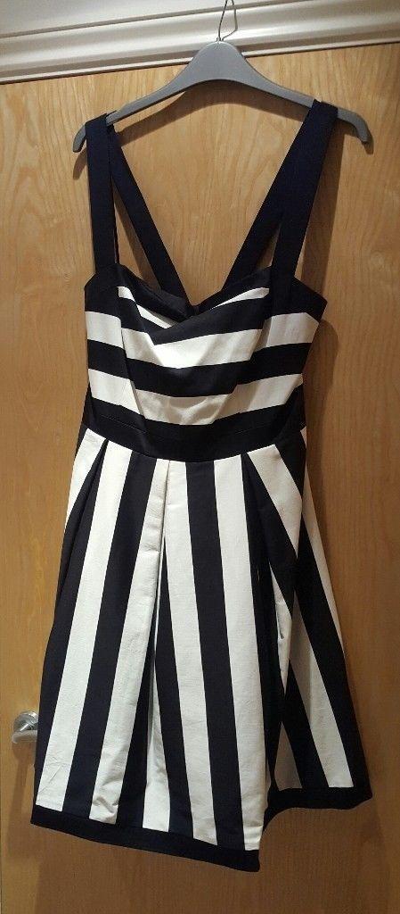 NEW Ladies Redherring Black & White Striped Dress
