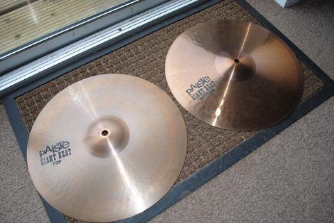 Pair of Paiste Giant Beat H-hat cymbals. 14"