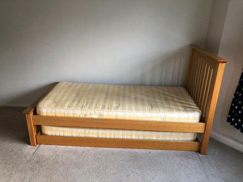Single bedstead + truckle bed in excellent condition + mattresses: Hastings range by M&S