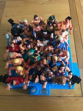 WWF AND WCW WRESTLING FIGURES AND RING