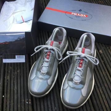 Prada patent grey trainers size 5