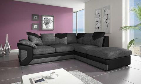 Dino Logan 3 + 2 Seater Sofa Set Grey/Black OR Beige/Brown Fabric Upholstered