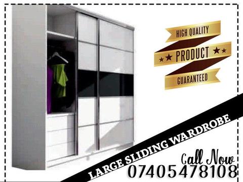 *Best Quality Product Guaranteed*Brand New Large Sliding Wardrobe in White/Purple White/Black Colors