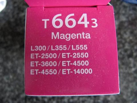Genuine Epson 70cl cartridges, one yellow and two magenta for Epson eco printer model C462J