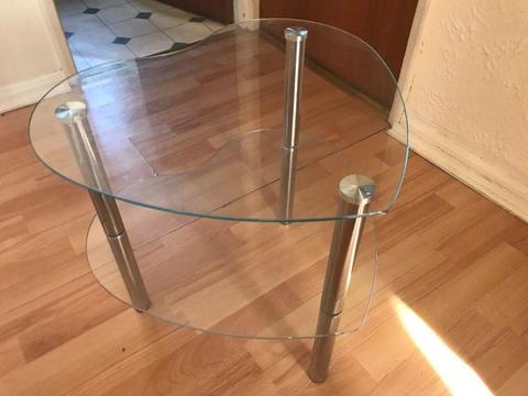 Heart shaped glass side table