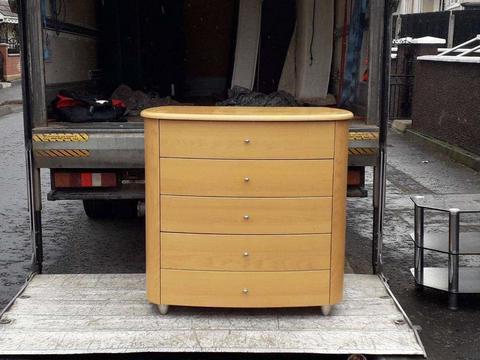 Heavy beechwood chest of drawers from Creations with push close mechanism in drawers £75