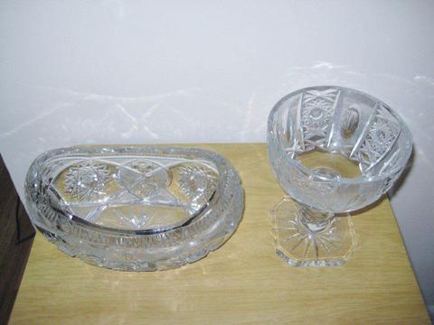 Two Quality Heavy Cut Glass Crystal Bowls