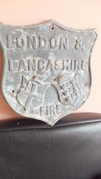 London And Lancashire antique original lead fire mark SOLID HEAVY sign 3 images