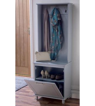 Brand New Hallway 1 Door 1 Shelf Clothes Hanging Shoes and Boots Storage Unit - Grey