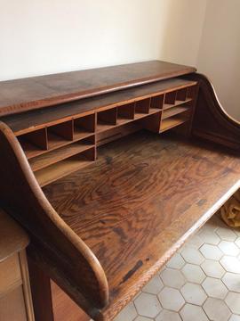 Vintage Solid oak desk top . Industrial look