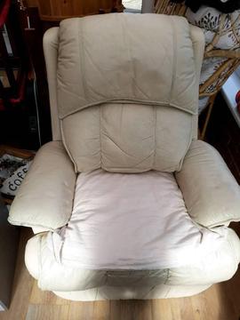 Cream leather arm chair
