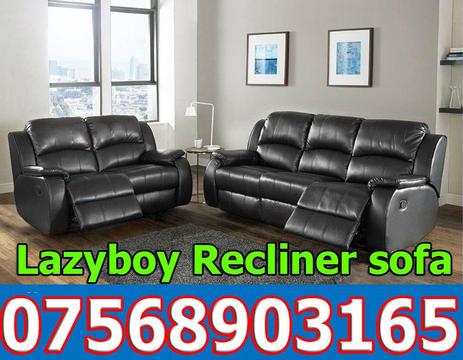 SOFA HOT OFFER BRAND NEW recliner black real leather 78