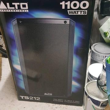 boxed PAIR OF ALTO TS 212 ACTIVE SPEAKERS WITH PADDED ALTO BAGS AS NEW CONDITION KEPT AS BACK UP