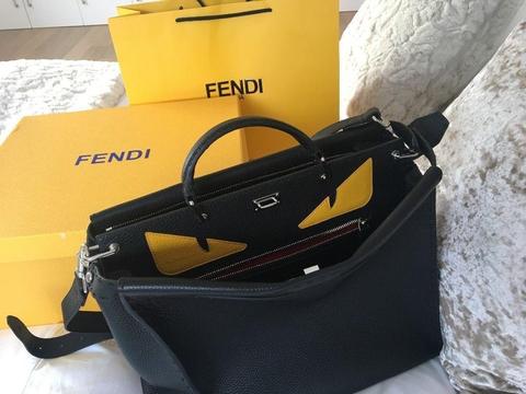 Fendi Monster Peekaboo Black Calf Leather Handbag