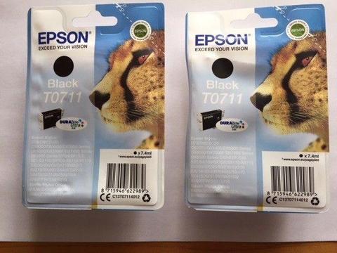 FOR SALE: Two Epson Ink Cartridges Black T0711