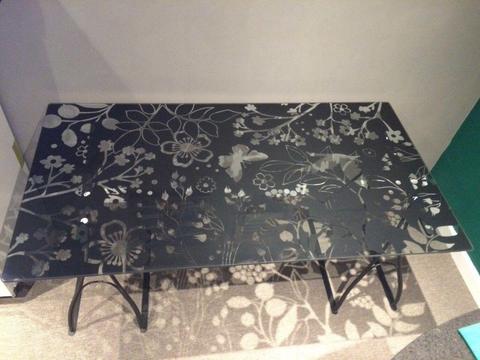 Floral glass desk table