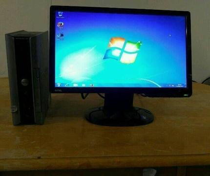 Dell Ultra Small Desktop Computer PC & Benq 19 Monitor Widescreen