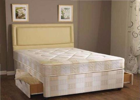 BRAND NEW TOP QUALITY DOUBLE DIVAN BED WITH 9INCH THICK DEEP QUILTED MATTRESS- FAST DELIVERY