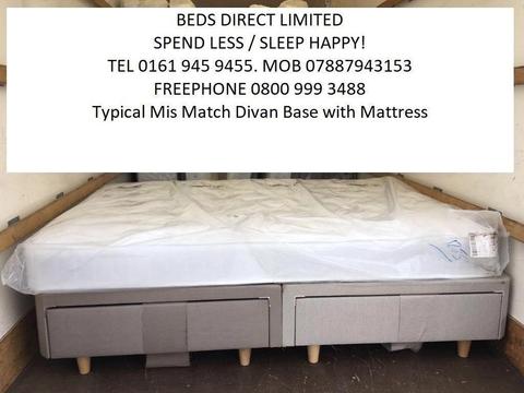New King-Size Divan Bed Sets with Storage Drawers & Airsprung Mattress. Can Split. FREE DELIVERY