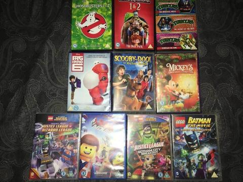 X14 kids update dvds .., Lego movie ...justice league ... Lego batman..,ghostbusters... ninga turtle