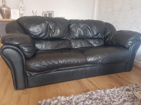 2 x 3 seater in black leather