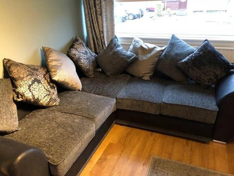 Free grey leather and material corner sofa UPDATE someone collecting tonight