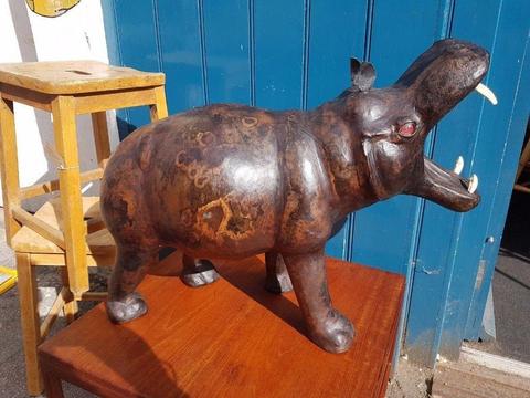 Early 20th Century Leather Hippo Footstool. Antique/Vintage/Quirky