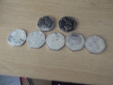 Set of Beatrix Potter 50ps plus other coins please see description