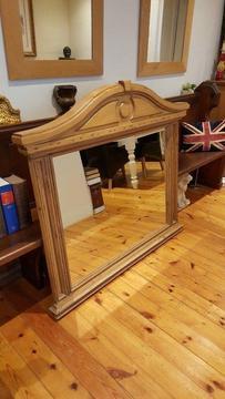 reclaimed wood mirror, arched over mantle, stunning item as new