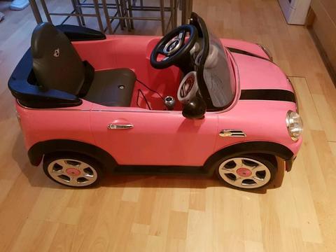 Kids girls pink mini cooper electric ride on toy car with charger