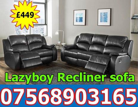 EASTER OFFER SOFA BRAND NEW recliner black real leather 0