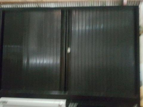 black lockable tambour storage cabinet