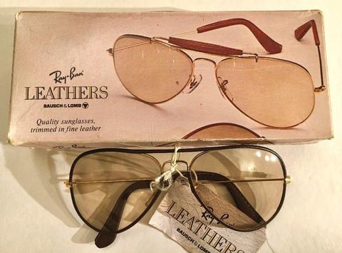 Vintage Rare Leather Ray Ban Sunglasses New