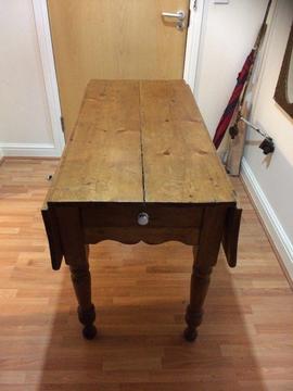 antique pine drop leaf work table