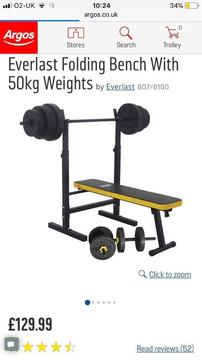 Weights bench and dumbells