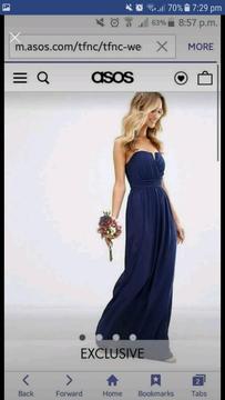 ASOS navy wedding dress size 8