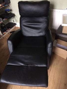 Leather look reclining gaming chair black