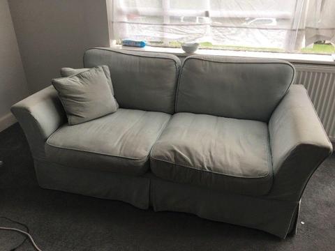 MUST GO TODAY (2 APRIL) GOOD CONDITION LIGHT BLUE TWO SEATER SOFA COLLECTION ONLY N4