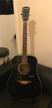 Westfield acoustic 6 string guitar black - good condition - ideal spare or starter - plays well