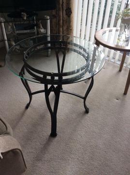 Heavy glass top side table