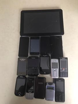Various Mobile Phones, iPhones, iPod and Tablet (all untested)
