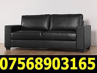 EASTER OFFER SOFA CLEARANCE END OF LINE 3 SEATER LEATHER SOFA BLACK FAST DELIVERY 3 ONLY 206