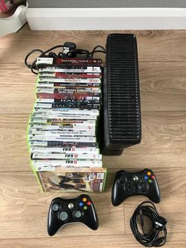 Xbox 360 slim with 20 games and controllers