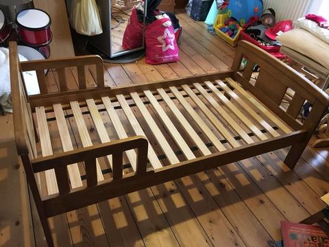 Fantastic wooden first bed - fits cotbed mattress