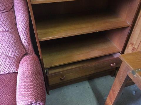 Tall Solid Wood Bookcase with 2 Draws